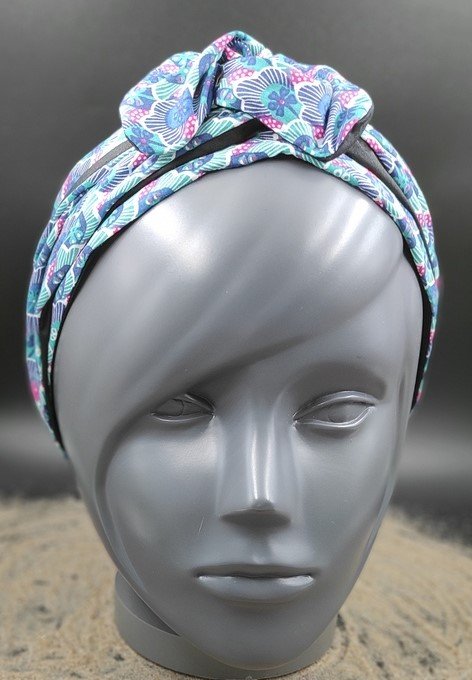 Headband femme et enfant, imprimé Lagon/ Noir