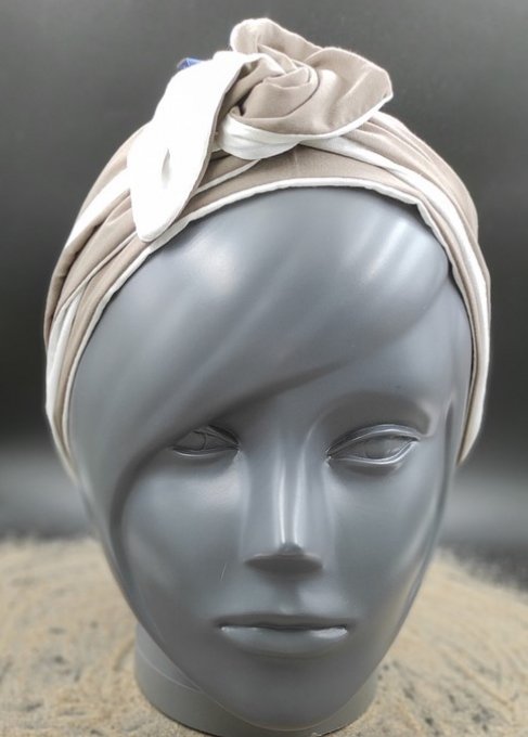 Headband femme et enfant, uni Taupe/Ivoire 